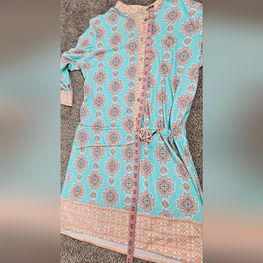 Cabana Life Tunic Swim Cover Up Dress Women's Size L Style:464-C-CV8 Blue Orange - Picture 8 of 11